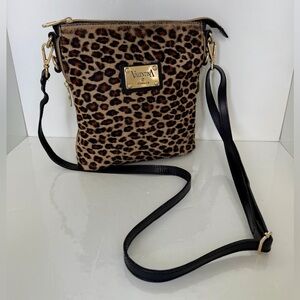 Valentina Italia Leopard Print Fur & Leather Crossbody Bag